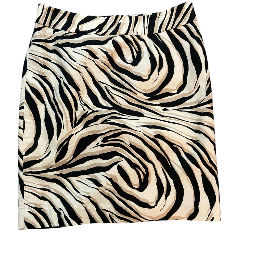 Ann Taylor Loft Beige Black Tiger Print Pencil Skirt Size 4 Animal Print